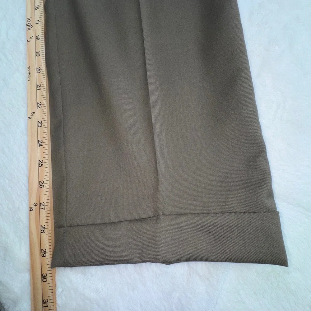 Lauren Ralph Lauren Dress Pants Mens 36x32 Olive Taupe Wool Pleated Cuffed